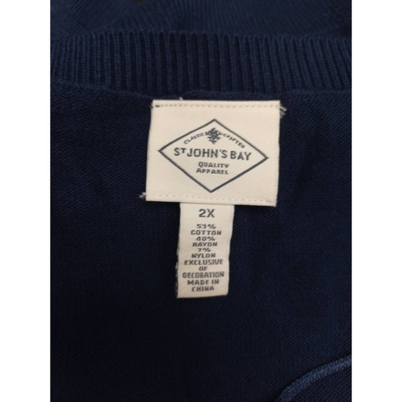 NWT St John's Bay Women 2X Floral Flower Embroidered Blue Sweater - Picture 5 of 6